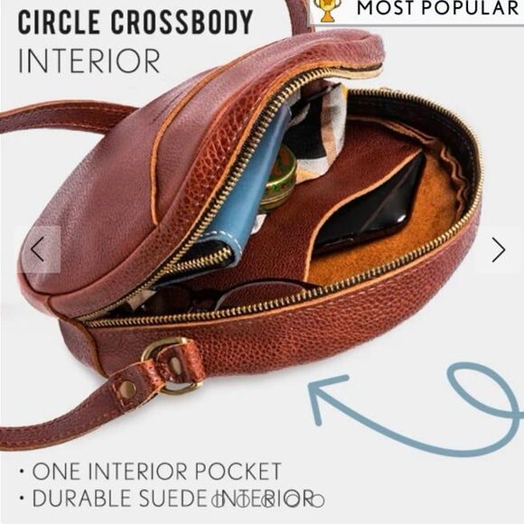 Leather Crossbody Purse Portland Leather in Meadow “Circle Crossbody” NEW - Picture 9 of 12